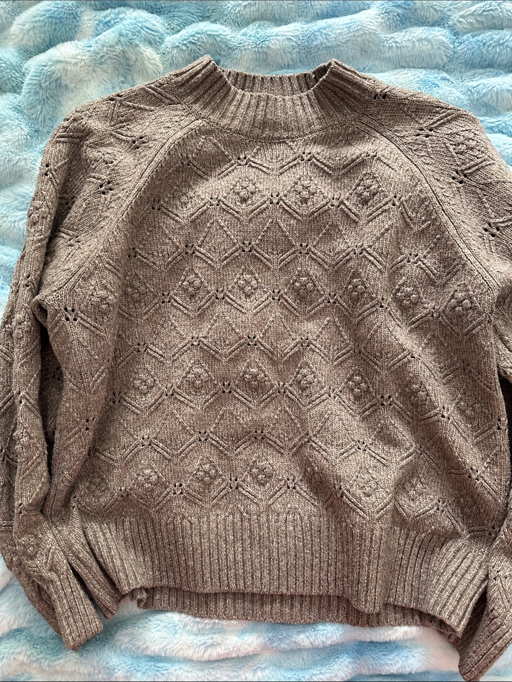 LC Lauren Conrad Taupe Pointelle Turtleneck Sweater